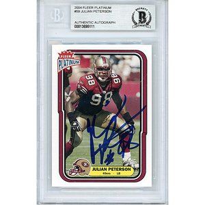 Julian Peterson Signed 2004 Fleer Football Card SF 49ers Beckett Autographed BAS